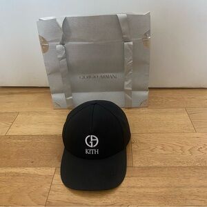 KITH Giorgio Armani Black Logo Nylon Baseball Cap Hat Hypebeast Streetwear